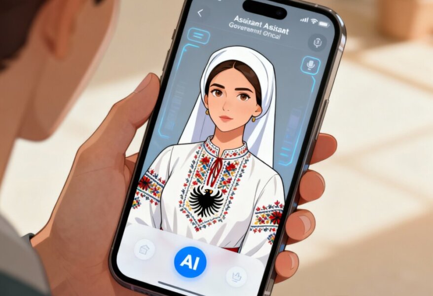 スマートフォン画面に表示されたアルバニアのAI閣僚ディエラのバーチャルポートレート